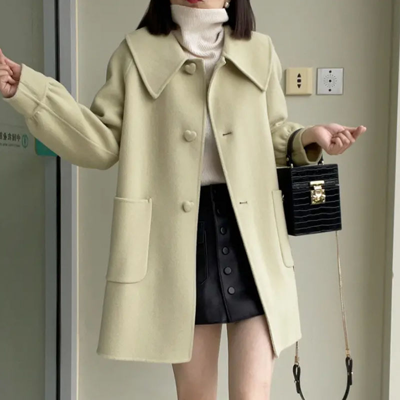 Womens Stylish Casual Doll-Neck Wool Coat - Image 10