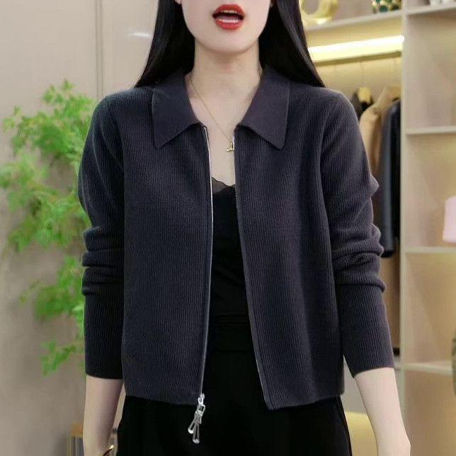 Womens Loose-fitting Short Versatile Zip-up Jacket - Image 3