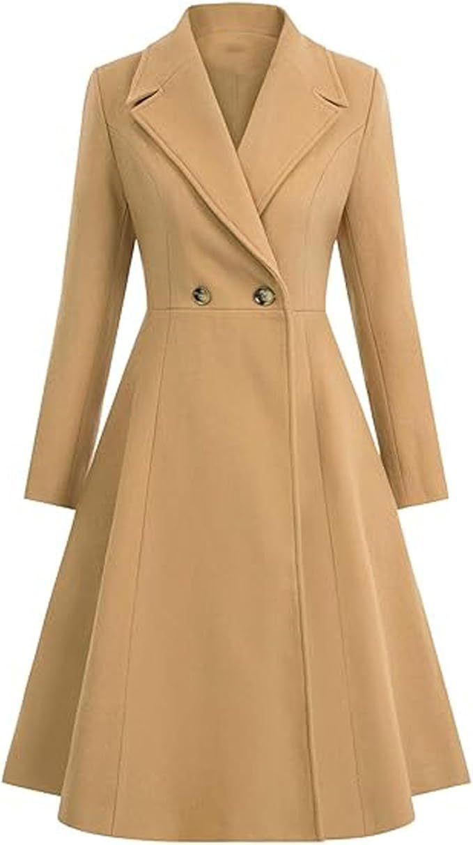 Women's Long Lapel Double Breasted Trench Coat - Image 5