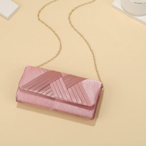 Elegant Striped Evening Bag With Chain Shoulder Strap
