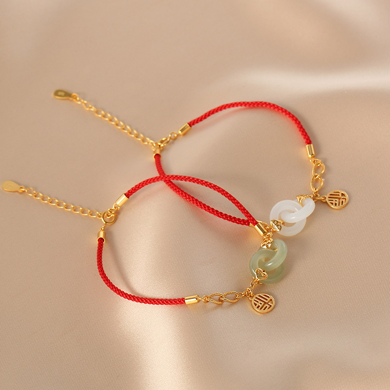 Retro Interlocking Braided Red String Bracelet - Image 3