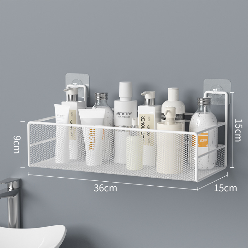 Wall-Mounted Bathroom Shelf No Drill Shower Shampoo Organizer Toilet Accessories - Image 8