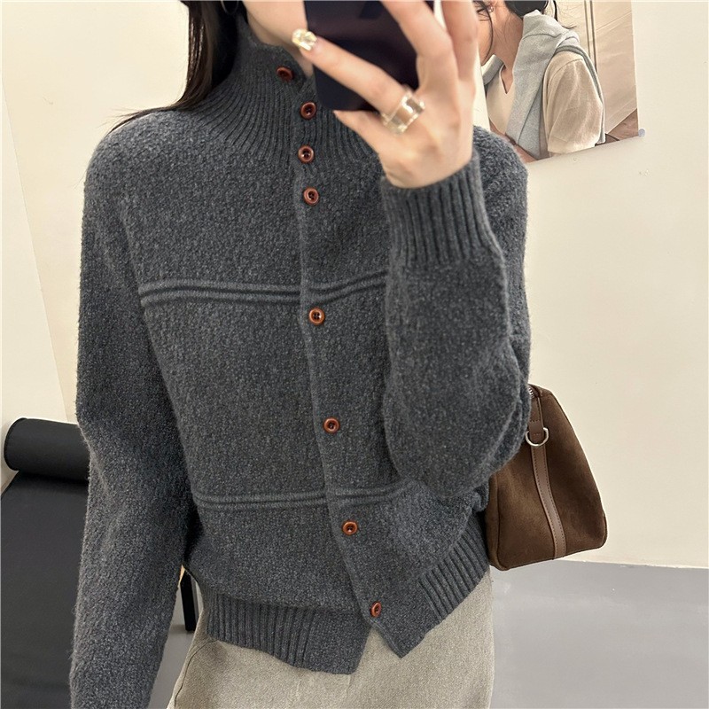 New Autumn Winter Merino Wool Knitted Sweater Coat - Image 8