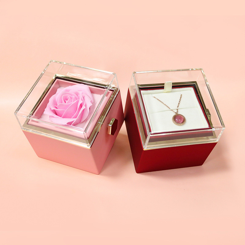 Rotating Soap Flower Rose Gift Box Creative Rotating Rose Jewelry Packaging Box Valentine's Day Gift For Women - Image 10