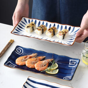Japanese-style Dinner Plate, Household Ceramic Plate, Breakfast Plate, Tableware, Fish Plate, Sushi Plate