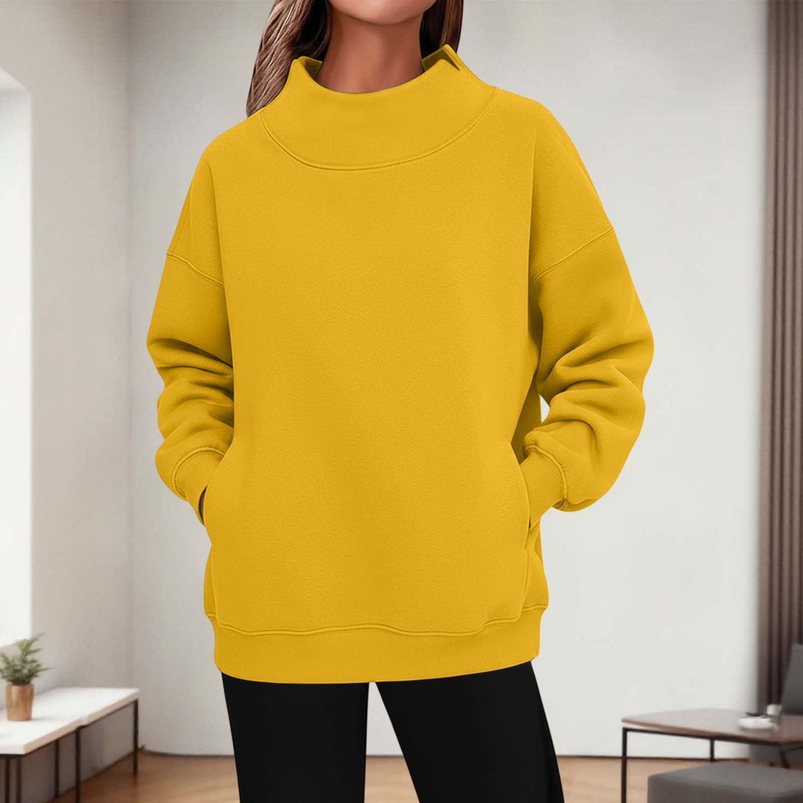Womens Long-sleeve Turtleneck Casual Hoodie - Image 5
