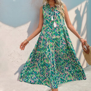 Long Abstract-print Dress For Your Vacation