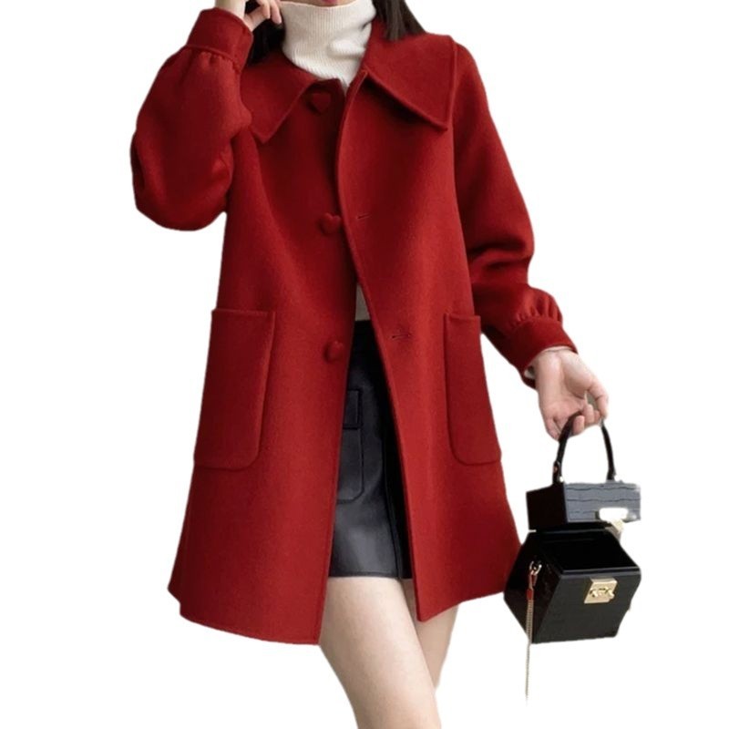 Womens Stylish Casual Doll-Neck Wool Coat - Image 6