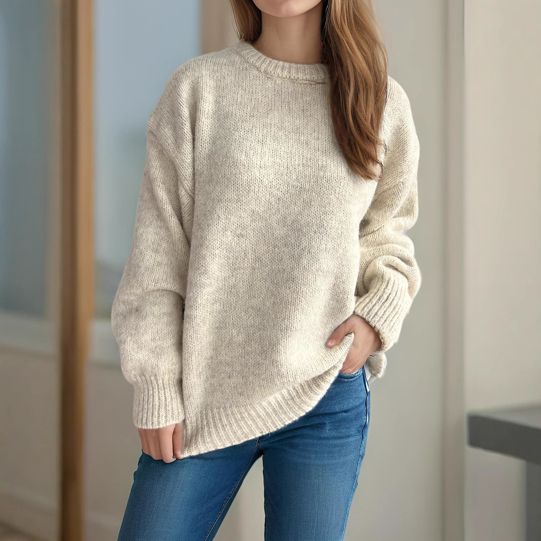 Womens Loose-fitting Crew-neck Sweater For Fall And Winter - Image 9