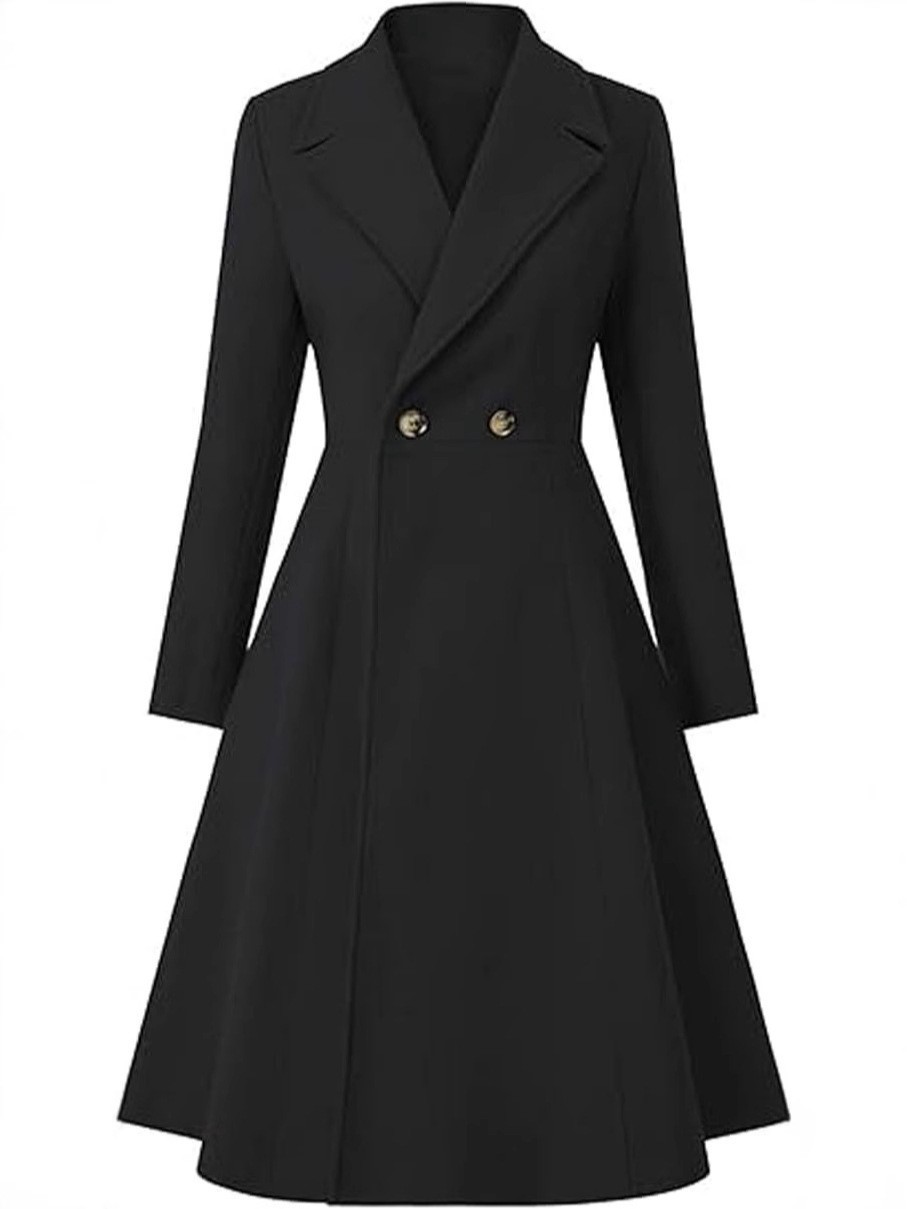 Women's Long Lapel Double Breasted Trench Coat - Image 2