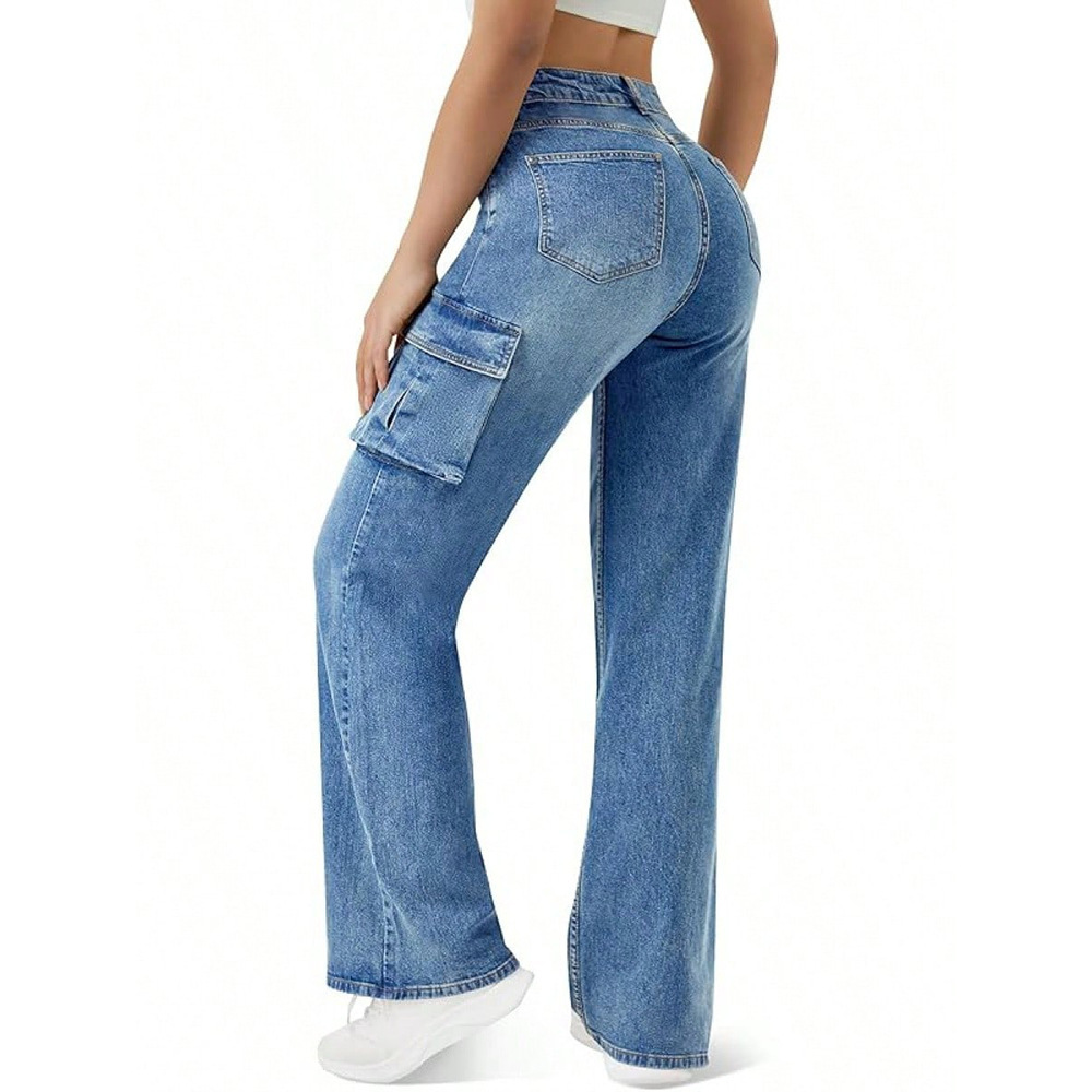 Stylish, Niche Design Straight-leg Denim Jeans With A Flap And Oversized Pockets - Image 6
