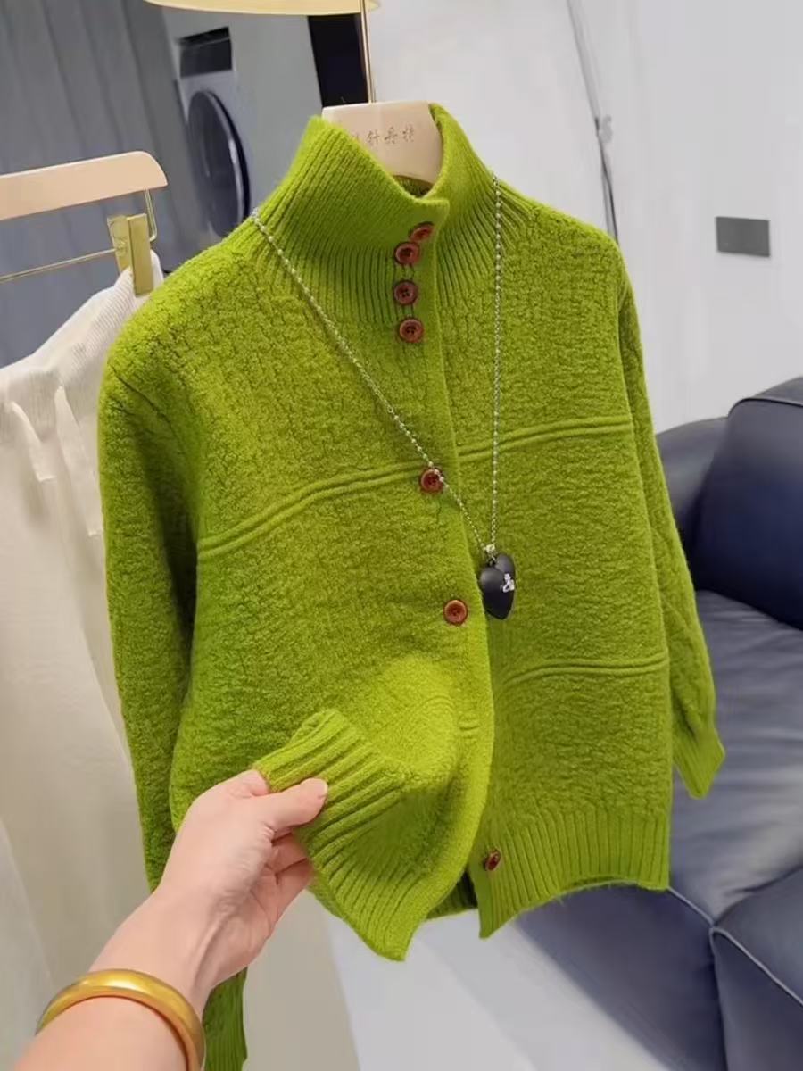 New Autumn Winter Merino Wool Knitted Sweater Coat - Image 6