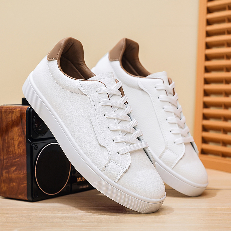 Spring New Mens White Sneakers With A Low-cut Design - Image 8