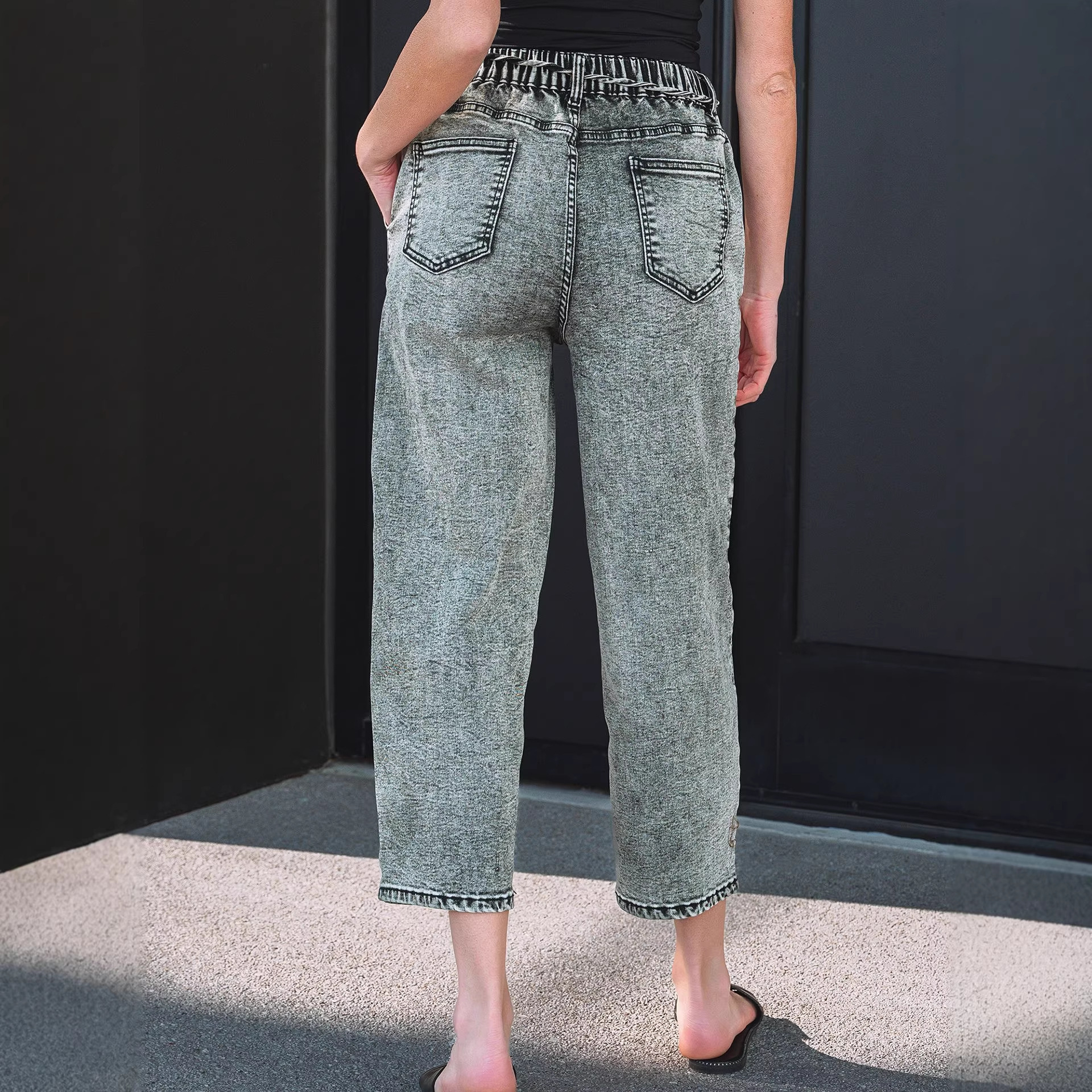 Washable Straight-leg Pants With Multiple Pockets And A Drawstring - Image 4