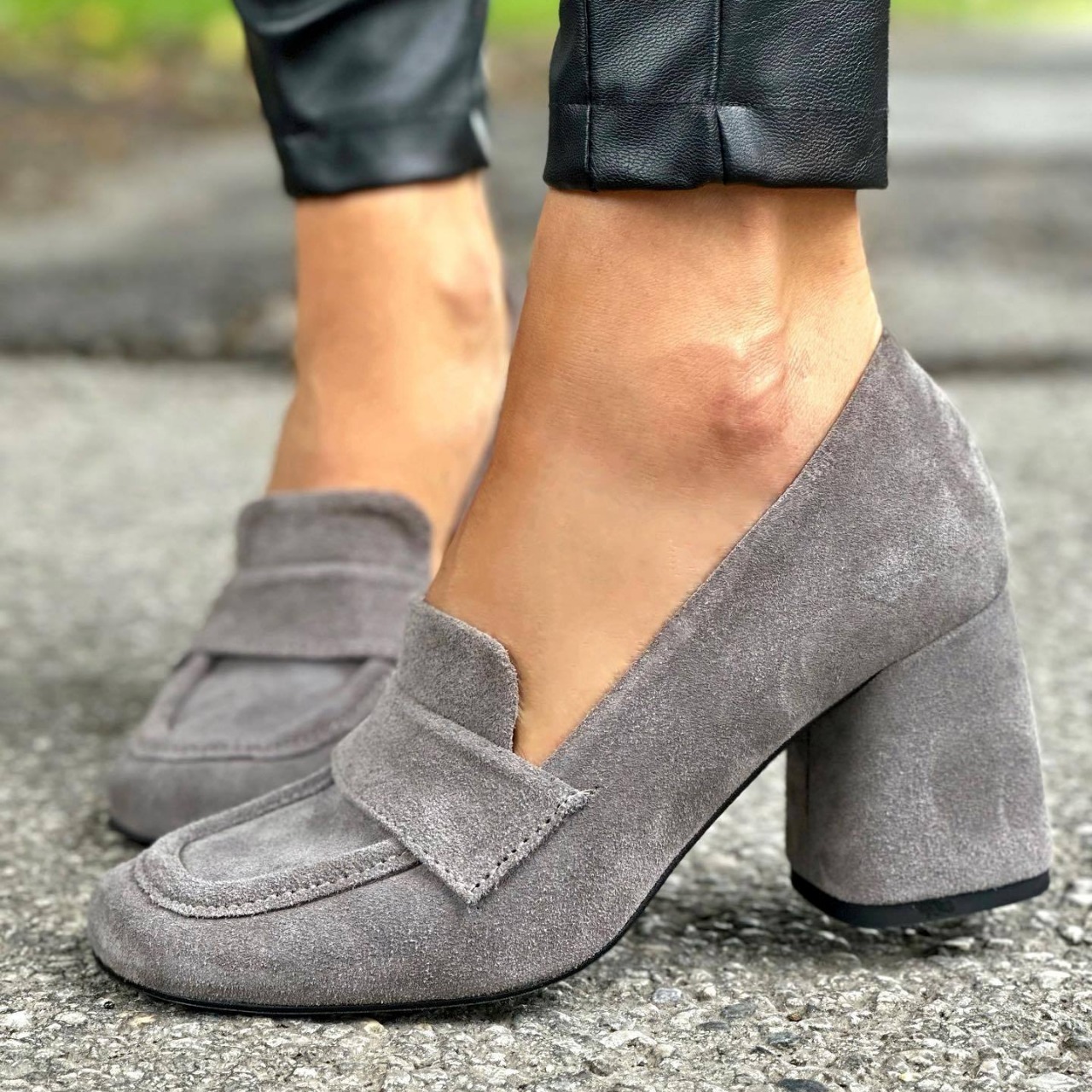 Stylish High Heeled Slip On Square-toe Plus Size Womens Shoes - Image 2