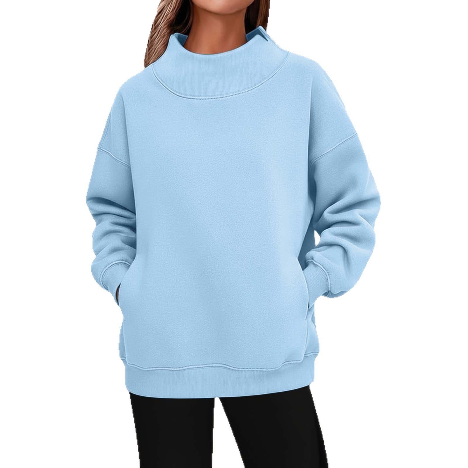 Womens Long-sleeve Turtleneck Casual Hoodie - Image 2