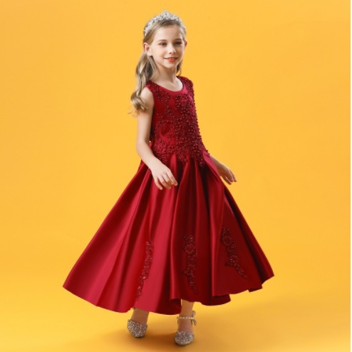 Fashion Children's Long Summer Piano Performance Costume Dress - Image 8