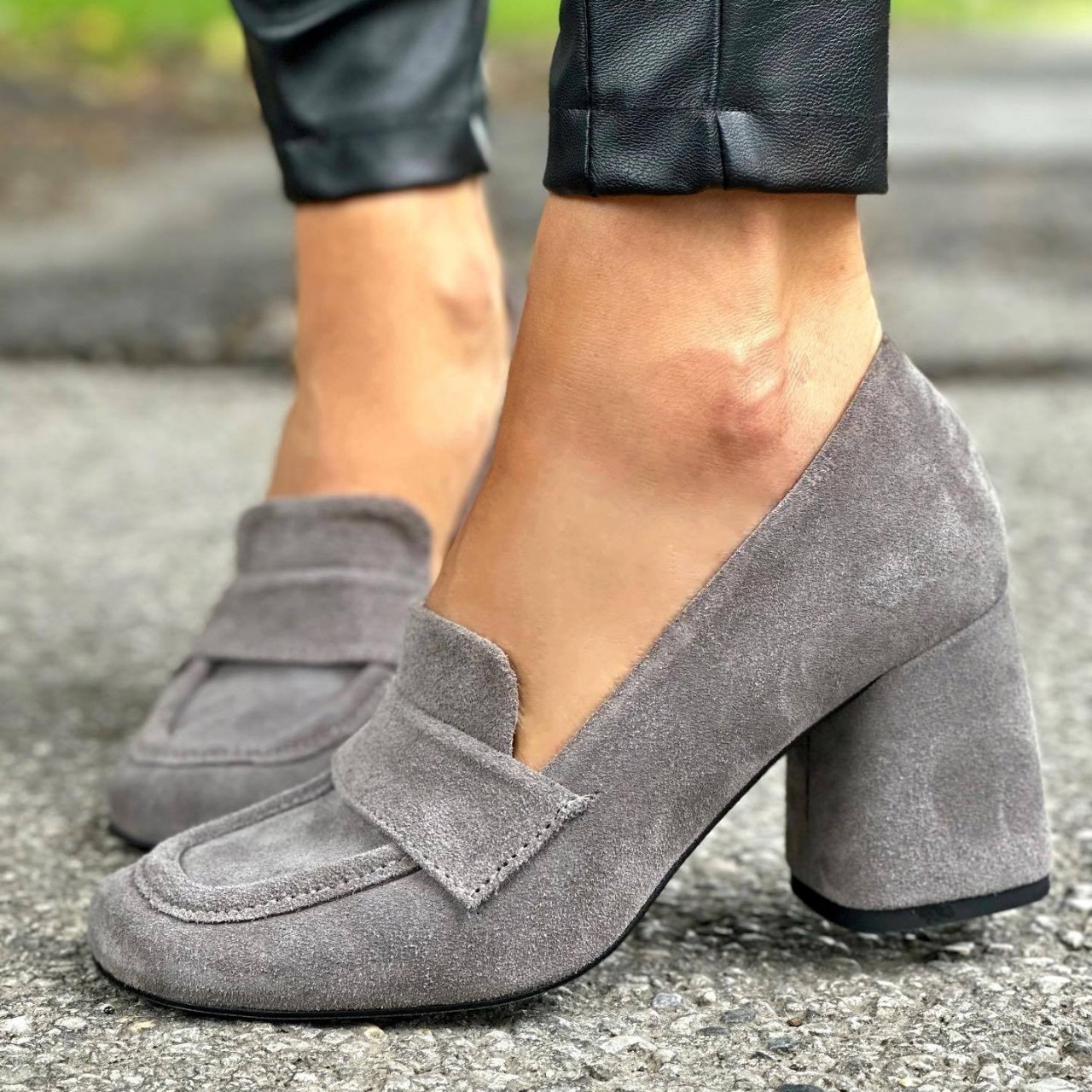 Stylish High Heeled Slip On Square-toe Plus Size Womens Shoes