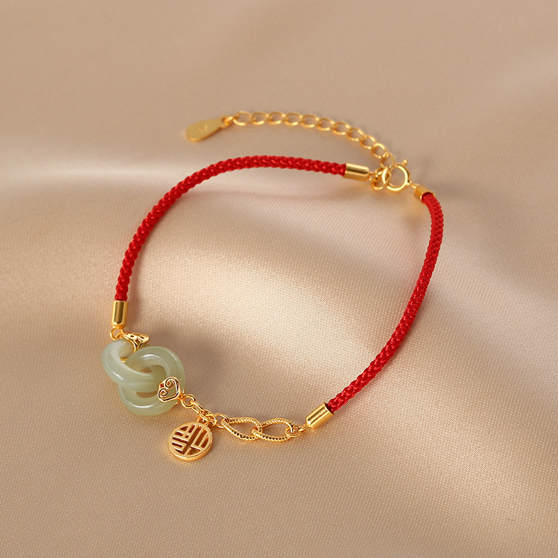 Retro Interlocking Braided Red String Bracelet - Image 2