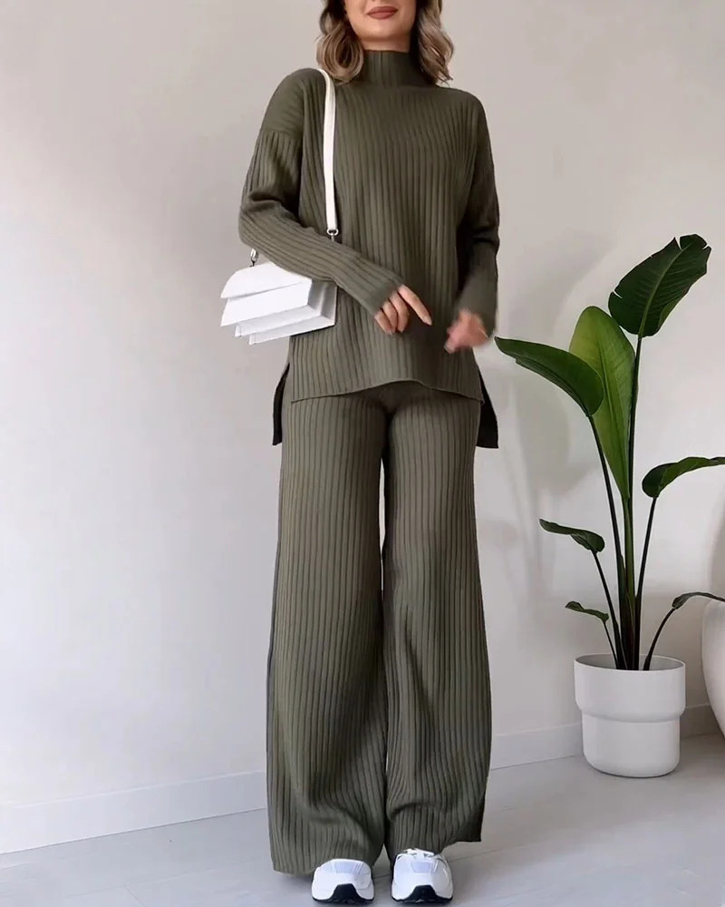Stylish Minimalist Relaxed Fit Womens Long Sleeve Set - Image 2