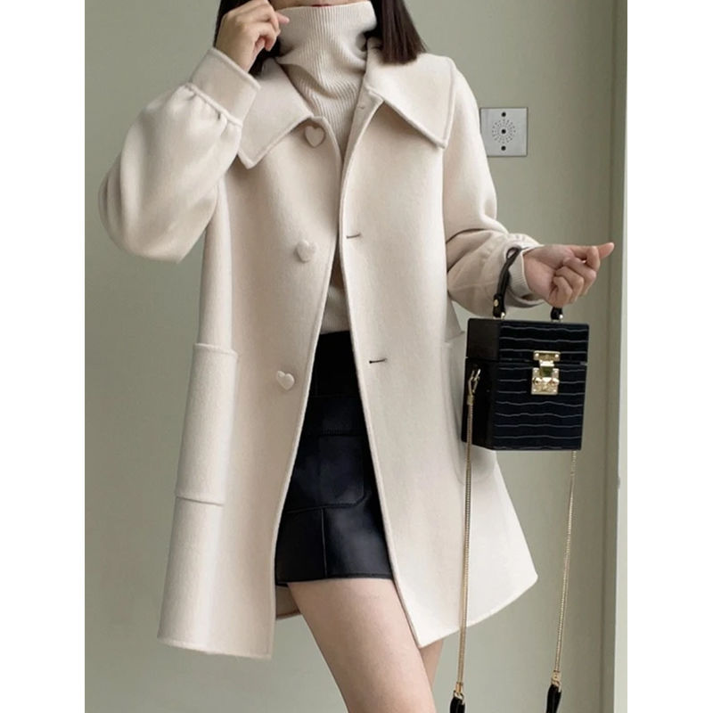 Womens Stylish Casual Doll-Neck Wool Coat - Image 3