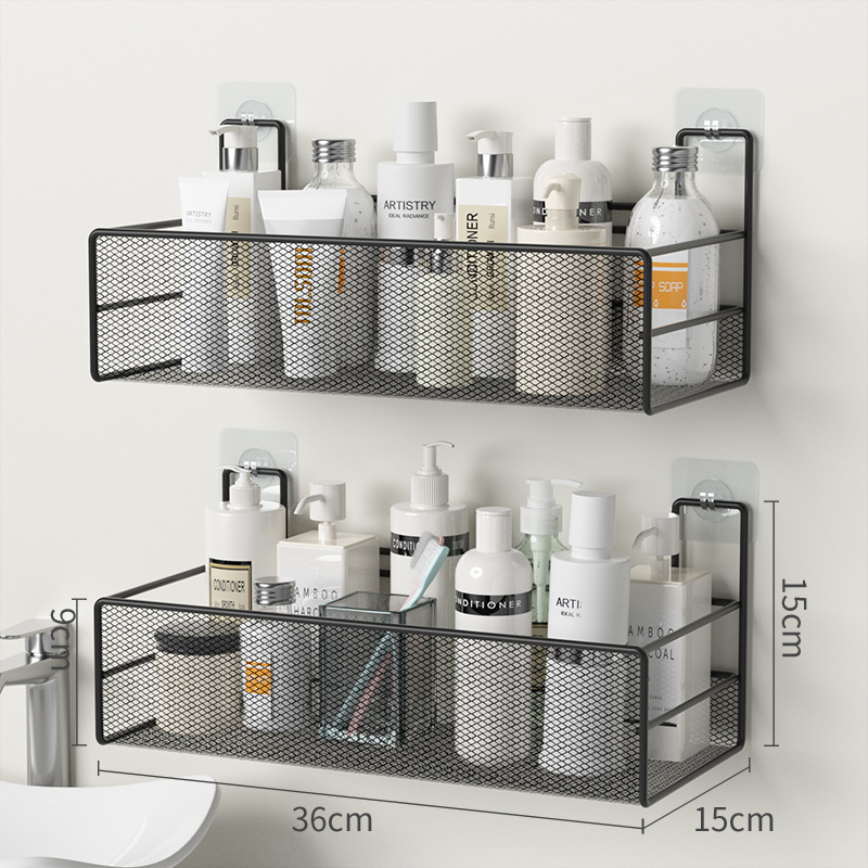 Wall-Mounted Bathroom Shelf No Drill Shower Shampoo Organizer Toilet Accessories - Image 7