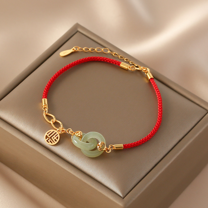 Retro Interlocking Braided Red String Bracelet - Image 4