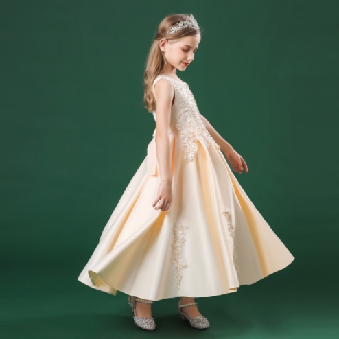 Fashion Children's Long Summer Piano Performance Costume Dress - Image 3