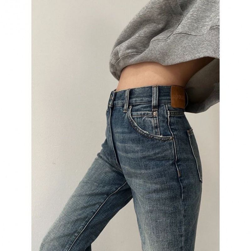 Flared Denim Jeans For Women Straight Loose-fit Pants Retro - Image 6